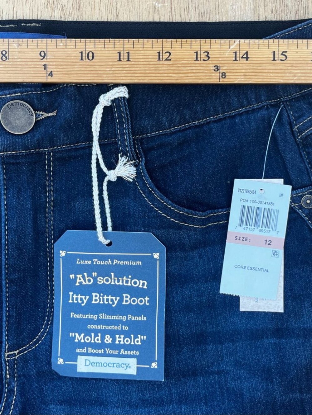 DEMOCRACY AB SOLUTION ITTY BITTY BOOT STRAIGHT LEG JEANS WOMEN’S sz 12 STRETCHY - Picture 10 of 13